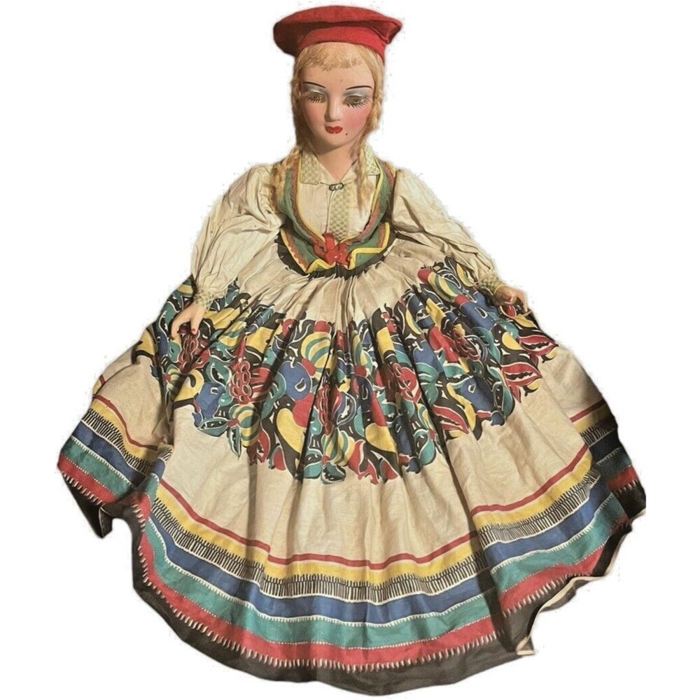 Vintage 1930s Composition Boudoir Doll  "I am Greta of Holland" ~26"T  Halloween